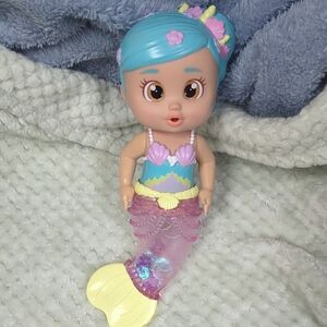 Mermaid Bath Toy Doll with Blue Hair and Pink Tail